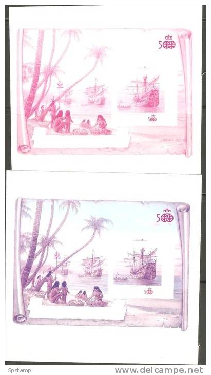 St Vincent Grenadines 1988 $6 Columbus Miniature Sheet Colour Separation Imperforate Proofs X 5 Different MNH - St.Vincent & Grenadines