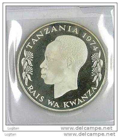 1974 Rare Tanzanian Silver Proof 25 Shillings Has A Portrait Of Julius Kambarage Nyerere On Its Obverse, With The Legend - Tanzanía