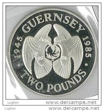 RARE 1945 GUERNSEY 1985 TWO POUNDS - RARA - RARE COIN - ORIGINAL - PROOF - Guernsey