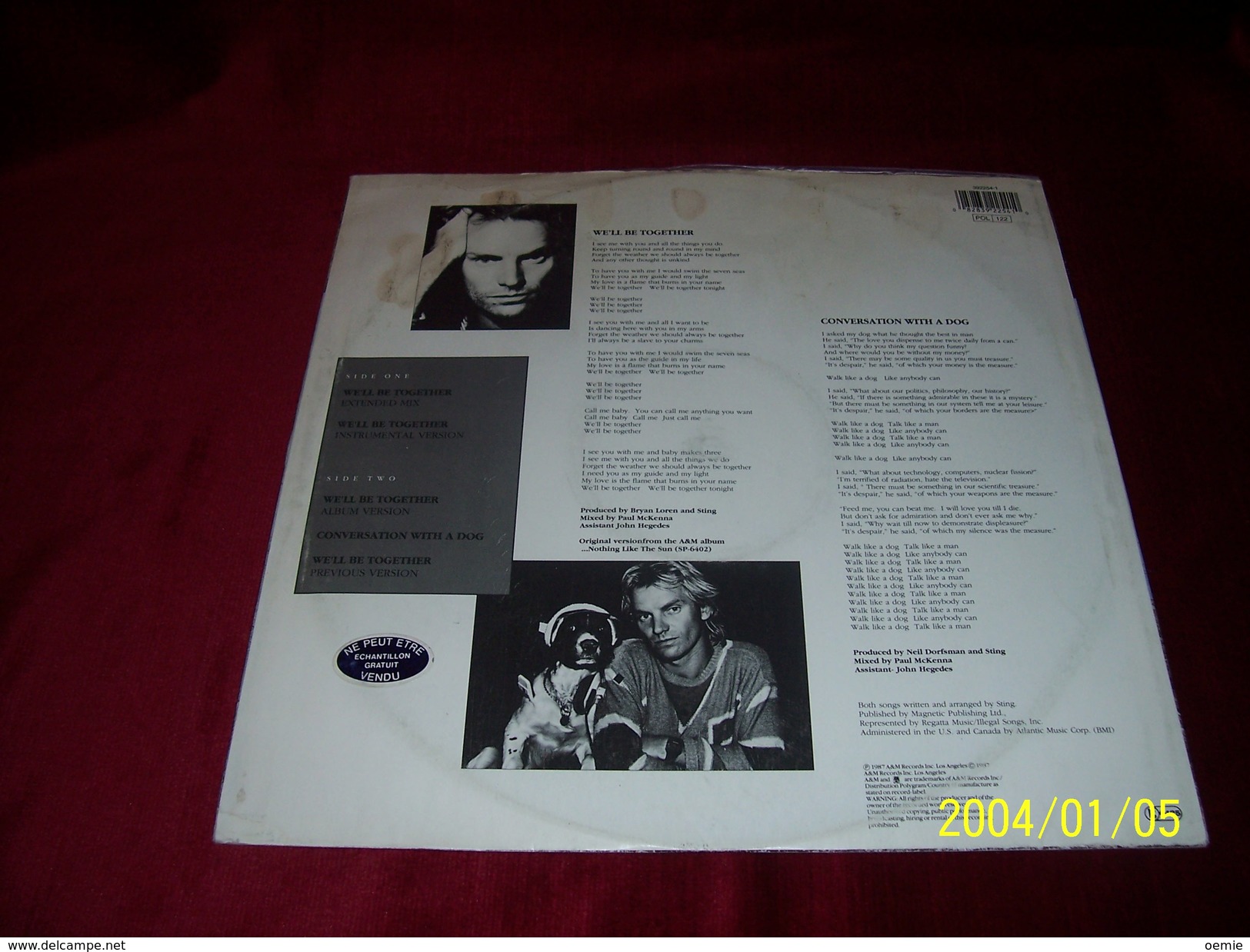 STING  °  WE 'LL BE TOGETHER - 45 T - Maxi-Single