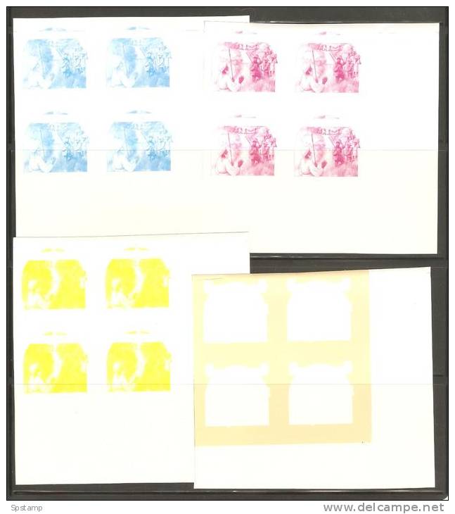 St Vincent Grenadines 1988 $3 Explorer Speke Burton Imperforate Colour Separation Proofs X 6 In  Blocks 4 MNH - St.Vincent & Grenadines