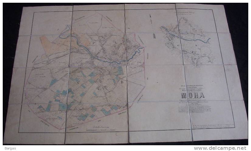 Rare Plan Parcellaire POPP De MOHA Arrondissement De Huy Canton De Héron Dans Sa Pochette - Cartes Topographiques