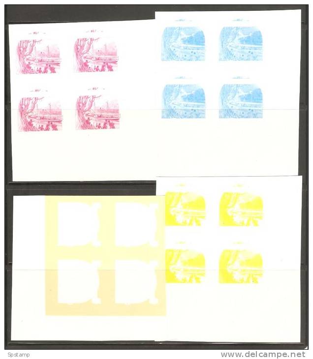 St Vincent Grenadines 1988 $1 Explorer Livingstone & Boat Imperforate Colour Separation Proof Blocks X 6  MNH - St.Vincent E Grenadine