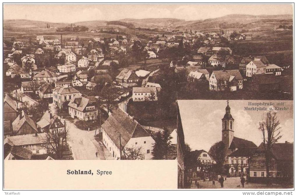 Sohland Spree Panorama Hauptstrasse Mit Marktplatz U Kirche TOP-Erhaltung Ungelaufen - Bautzen