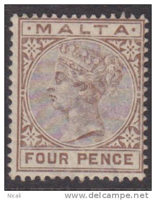 MALTA 1885 4d Brown QV SG 27 HM XA13 - Malte (...-1964)