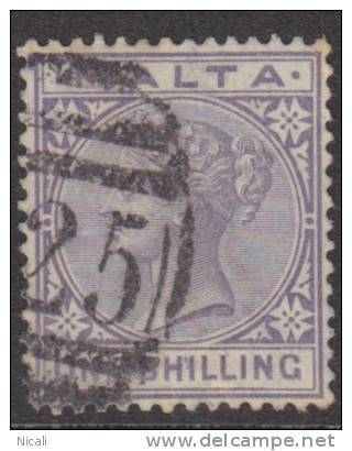 MALTA 1885 1/- Pale Violet QV SG 29 U XA14 - Malte (...-1964)