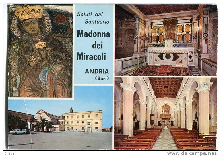 CARTOLINA FORMATO GRANDE SALUTI DAL SANTUARIO DELLA MADONNA DEI MIRACOLI ANDRIA - Andria