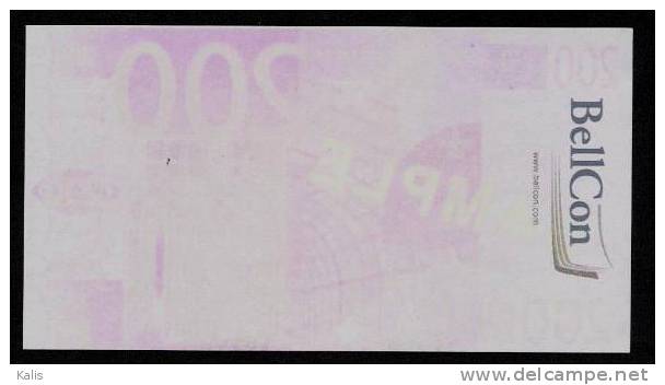 Test Note "BELLCON" Testnote, 200 EURO, Variante A, RRR, UNC - Other & Unclassified
