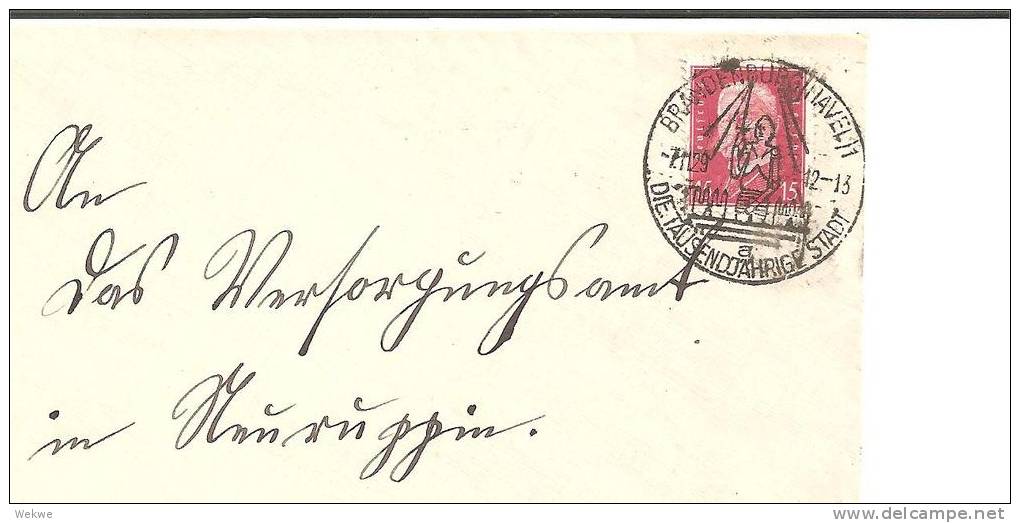 W-147  Brandenburg Tausendjaehrige Stadt1929 (Sonderstempel) - Briefe U. Dokumente