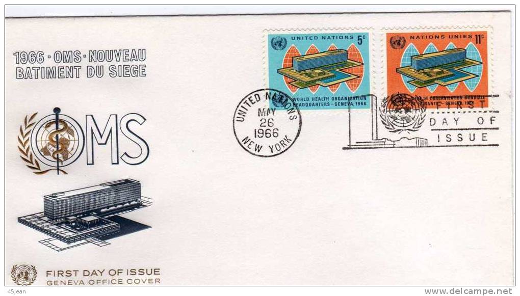 ONU: 1966  Belle Fdc Nouveau Bâtiment De L'OMS - OMS