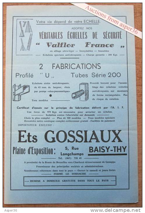 Brochure "Echelles, Ets Gossiaux, Rue Longchamps, Baisy-Thy (Genappe)" - Collections