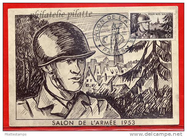 FRANCE SALON DE L'ARMEE SUR CARTE MAXIMUM DU 31/05/1953 DE PARIS - 1950-1959