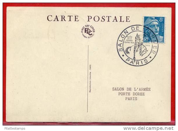 FRANCE SALON DE L'ARMEE SUR CARTE MAXIMUM DU 31/05/1953 DE PARIS - 1950-1959