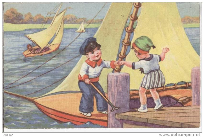 Margret Boriss Genre Enfant Boat Schiff Illustrateur, Artist  Drawn Enfants, Old Cpa. - Boriss, Margret