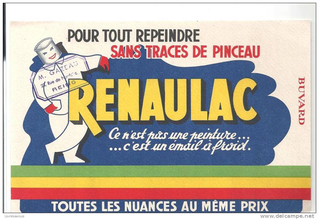 Buvard RENAULAC  Pour Repeindre Sans Traces De Pinceau Offert Par M. Gazeau De Reims - Paints