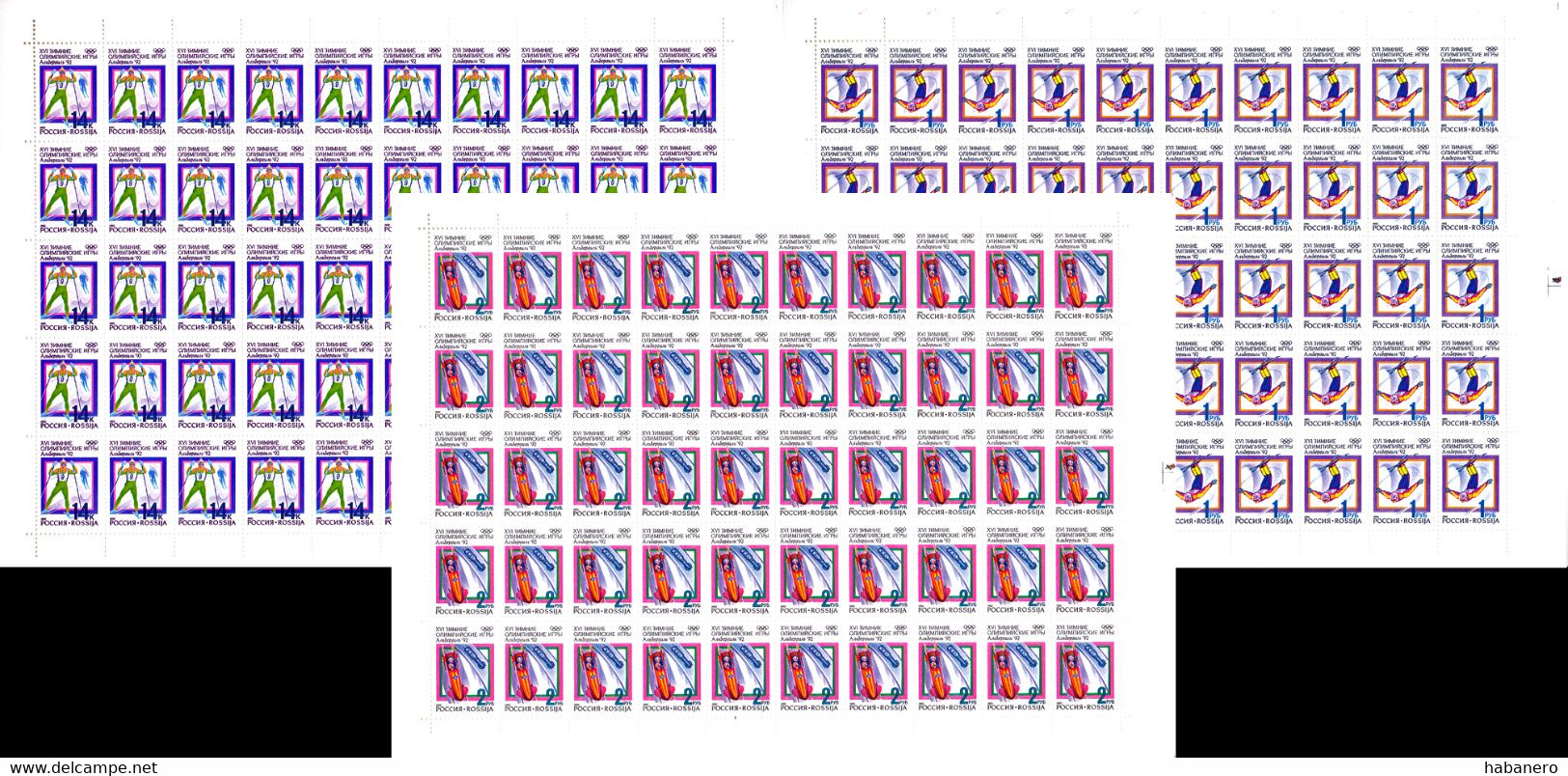 RUSSIA 1992 Mi 220-222 ALBERTVILLE OLYMPIC GAMES 1992 MINT FULL SHEETS ** - Ganze Bögen