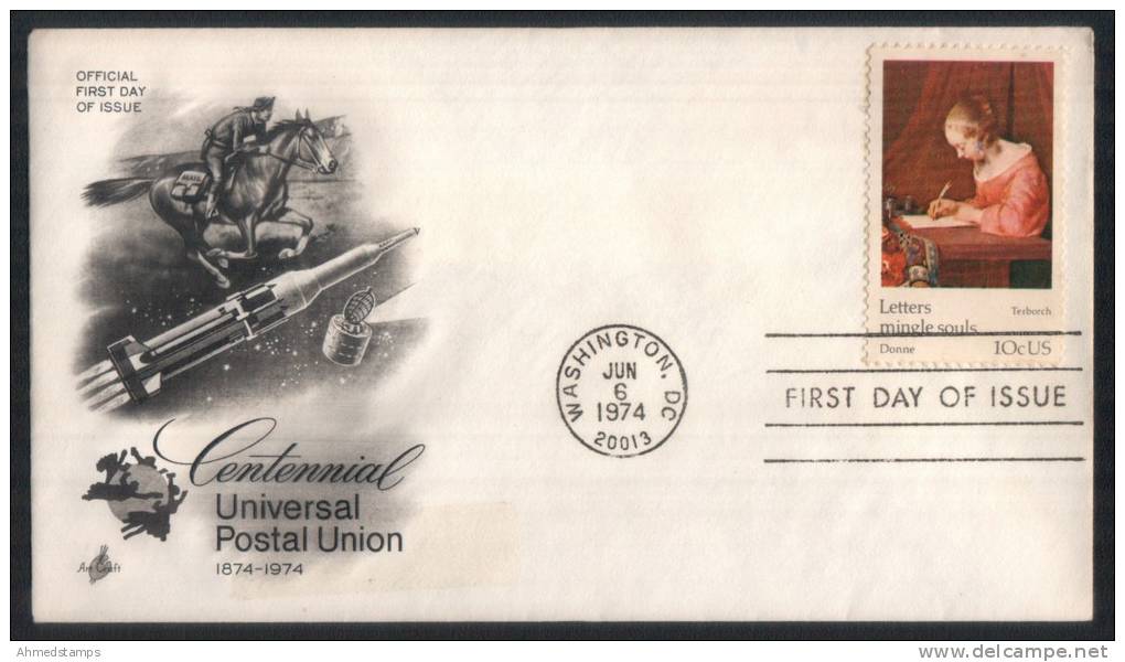 AMERICA UNITED STATES U.S MNH 1974  FIRST DAY COVER FDC CENTENNIAL UNIVERAL POSTAL UNION WASHINGTON LETTERS - Autres & Non Classés