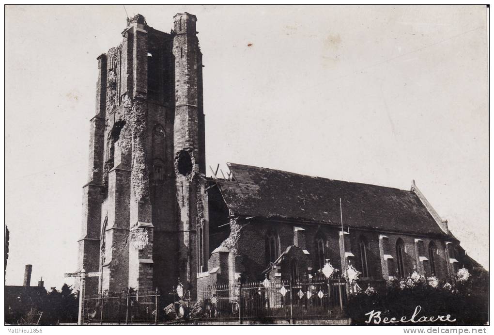 CP Photo ZONNEBEKE (Beselare) - L´église En Partie Détruite (A10, Ww1, Wk1) - Zonnebeke