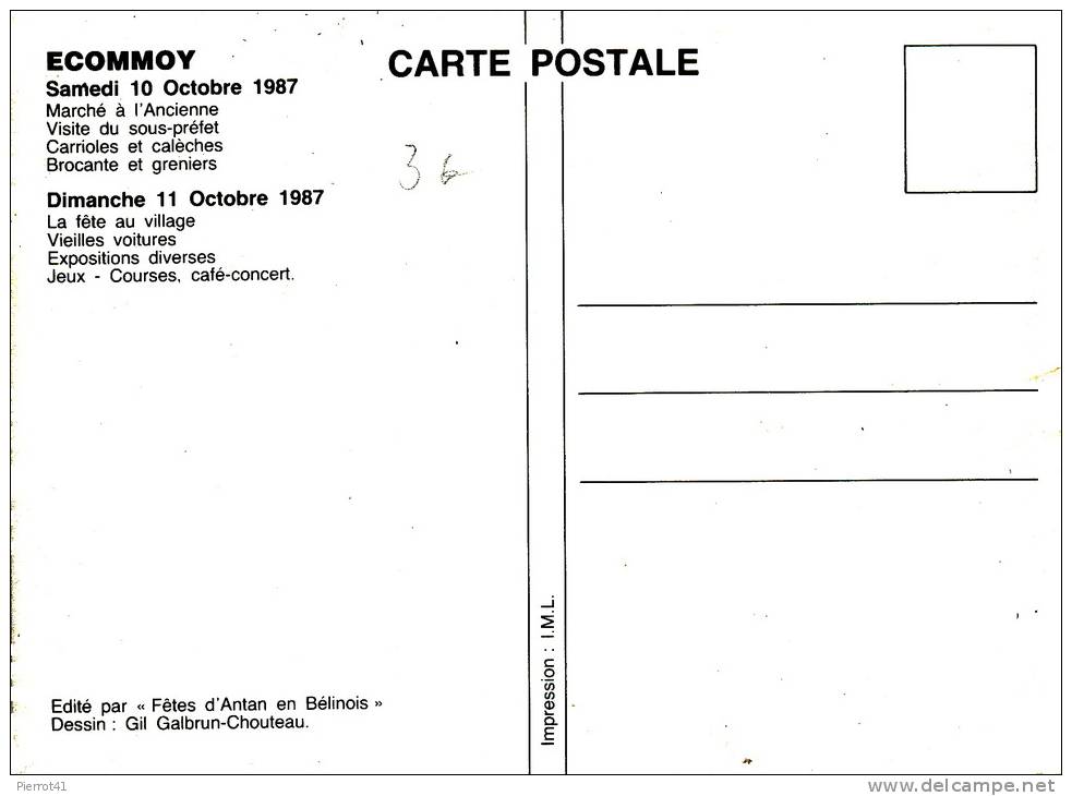 ECOMMOY - Carte Commémorative Fête Au Village En 1987 - Ecommoy