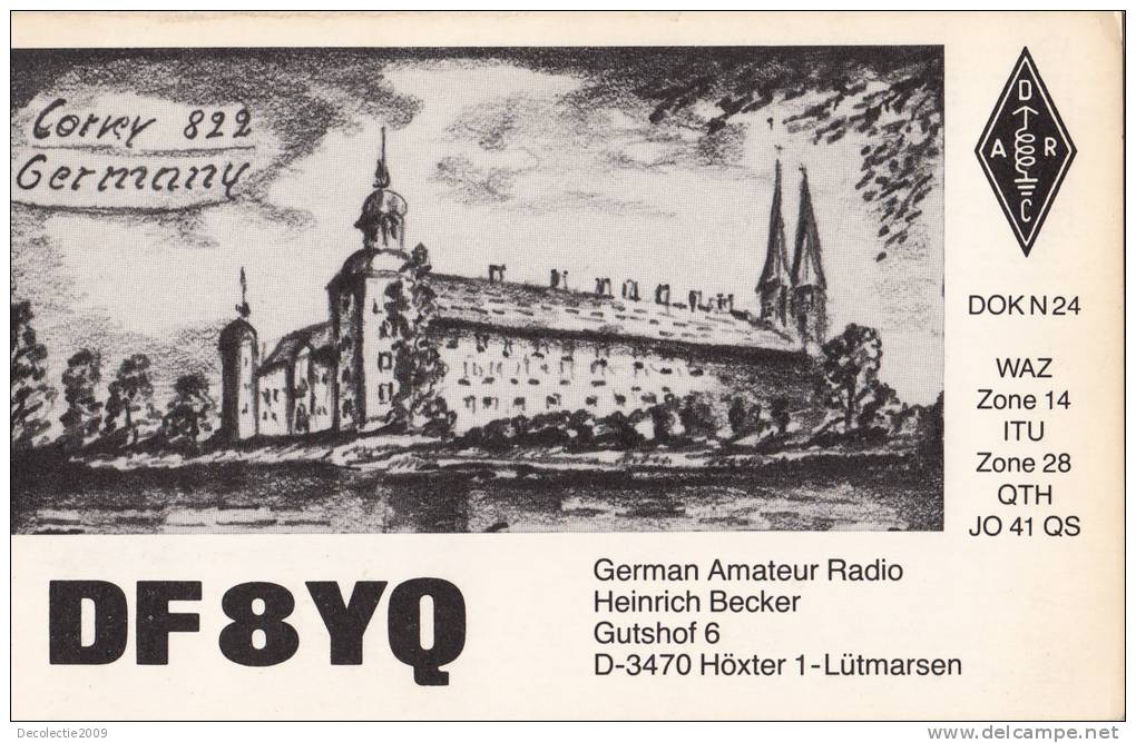 ZS30428 Cartes QSL Radio DF8YQ Germany Used Perfect Shape Back Scan At Request - Radio