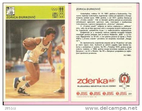 SPORT CARD No 231 - ZORICA &#272;URKOVI&#262;, Yugoslavia, 1981., 10 X 15 Cm - Tarjetas