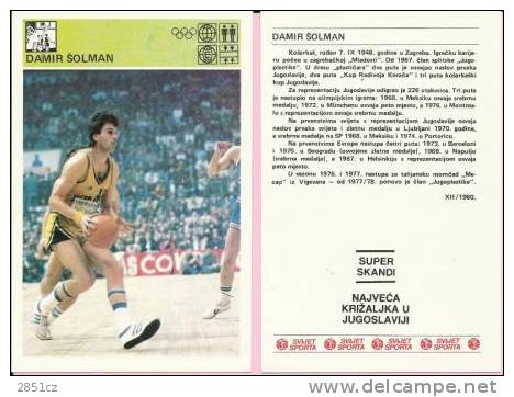 SPORT CARD - DAMIR ŠOLMAN, Yugoslavia, 1981., 10 X 15 Cm - Trading-Karten