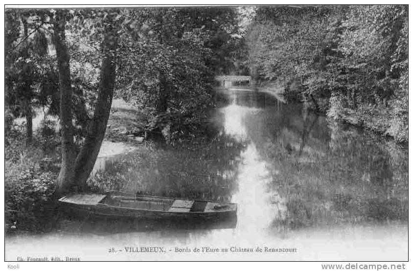 28Z91-1- VILLEMEUX - Bords De L'Eure Au Château De Renoncourt - Barque - Ch. Foucault N° 28 - Villemeux-sur-Eure