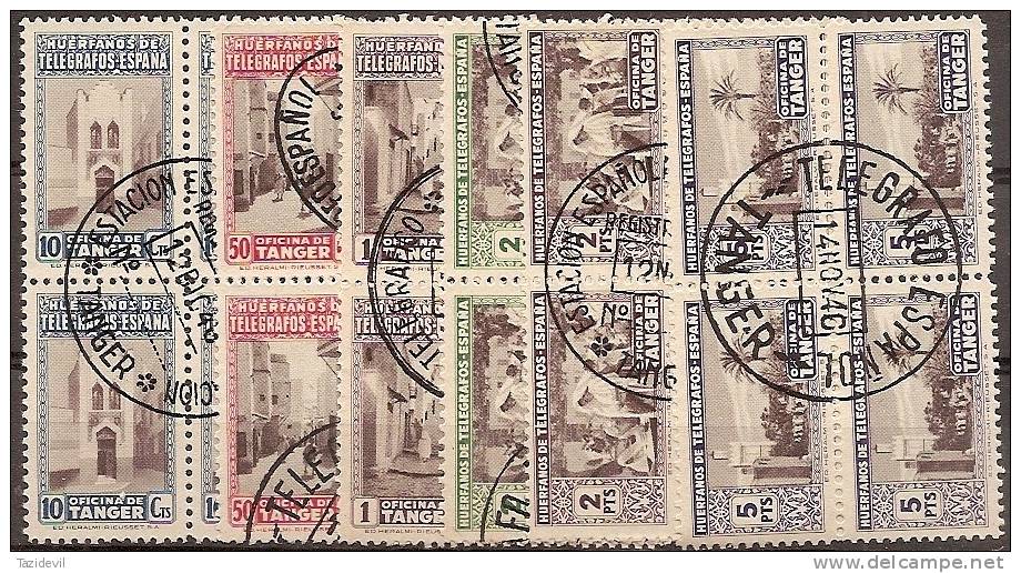 SPAIN - Tangier - Cinderella Telegraph In Blocks Of Four - Telegramas