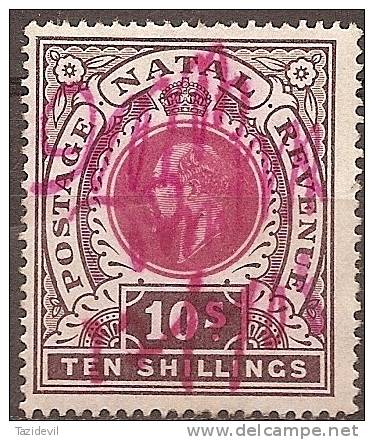 NATAL - 10/- King Edward VII. Scott 95. Used - Natal (1857-1909)