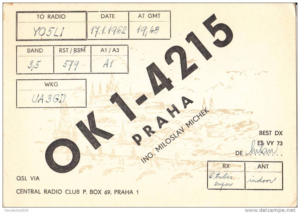 ZS30486 Cartes QSL Radio OK1-4215 CZECHOSLOVAKIA Used Perfect Shape Back Scan At Request - Radio