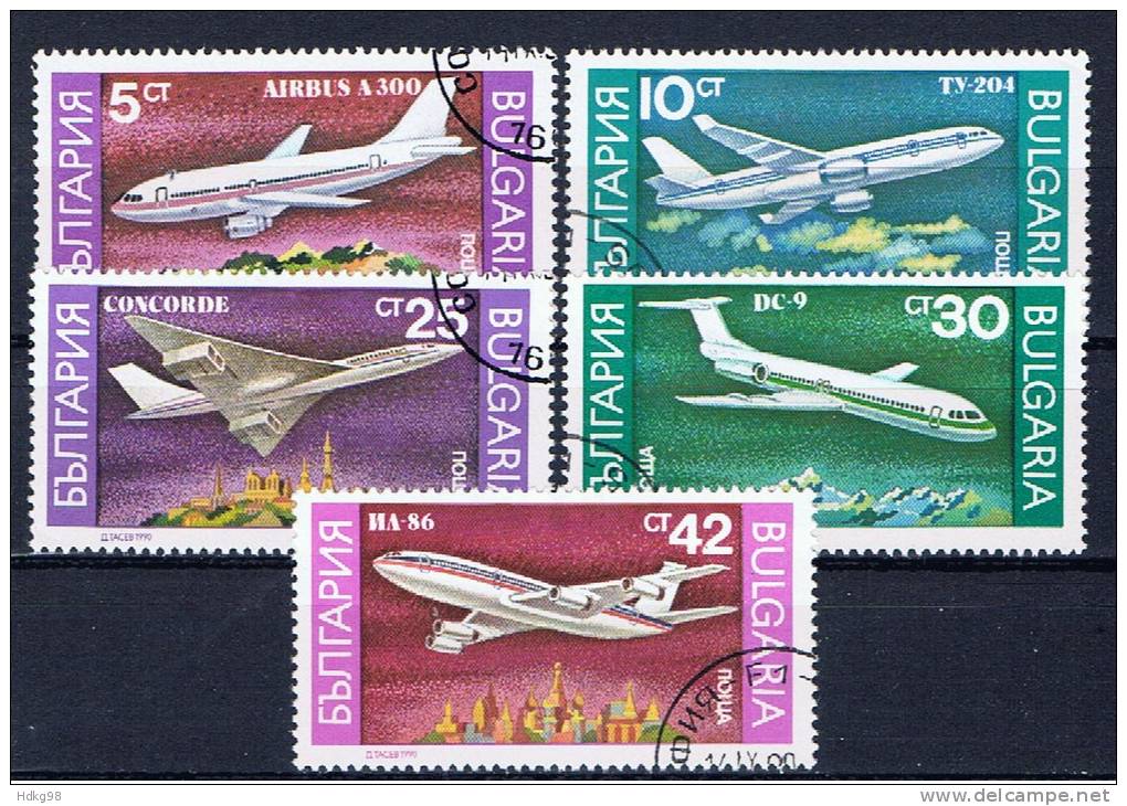BG Bulgarien 1990 Mi 3858-62 Flugzeuge - Used Stamps