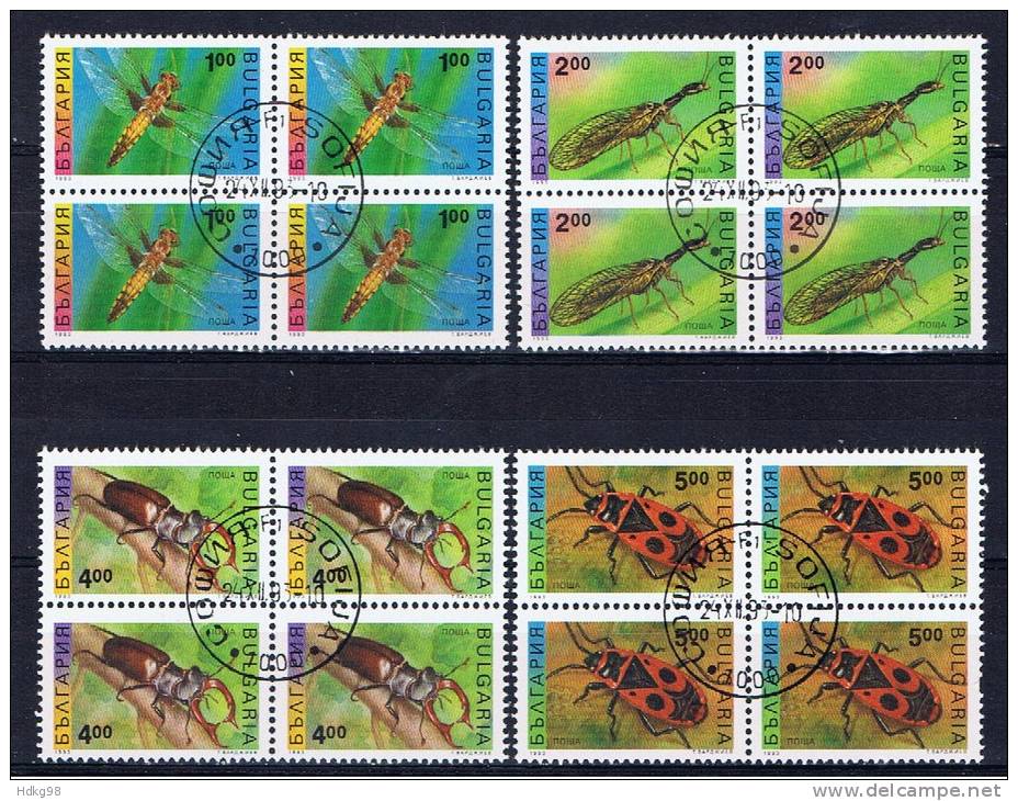 BG Bulgarien 1993 Mi 4093-96 Insekten (Viererblocks) - Used Stamps