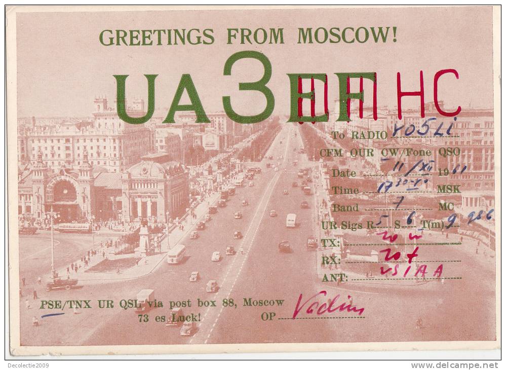 ZS30521 Cartes QSL Radio UA3HC USSR Used Perfect Shape Back Scan At Request - Radio