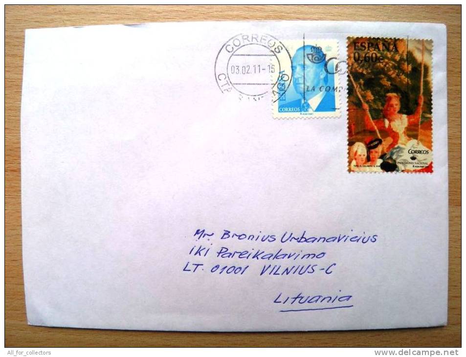 Cover Sent From Spain To Lithuania, Patrimonio Nacional - Storia Postale