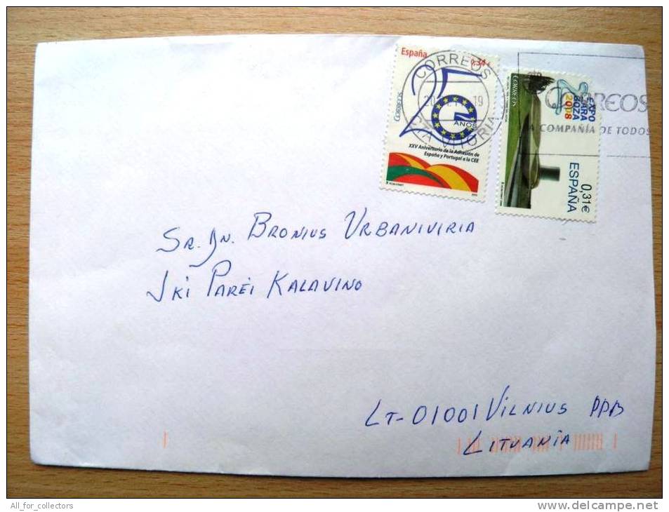 Cover Sent From Spain To Lithuania, Portugal, Expo - Storia Postale
