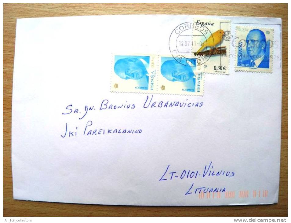 Cover Sent From Spain To Lithuania, Bird Oiseaux - Brieven En Documenten
