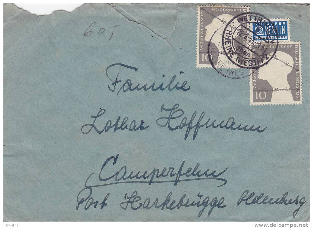 BRD 165 MeF Auf Brief, Landpost-Stempel: Wettringen über Rheine (Westf) 22.8.1953 - Briefe U. Dokumente