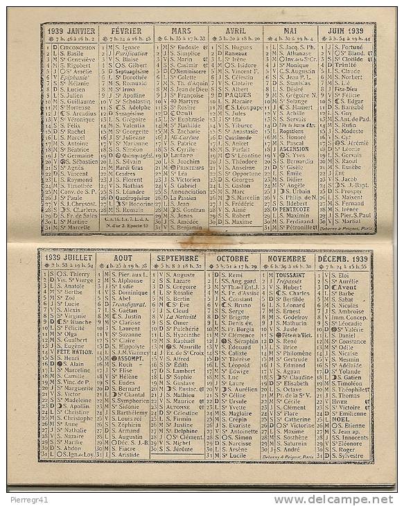 CALENDRIER-PT FORMAT-1939-AGENDA 1939-ORPHELINAT DES CHEMINS DE FER-7x12cm-20PagesBE - Petit Format : 1921-40