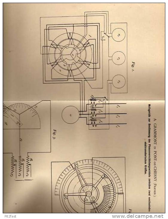 Original Patentschrift - A. Grammont In Pont De Cherny , 1902 , Messinstrument Für Elektromotor !!! - Machines