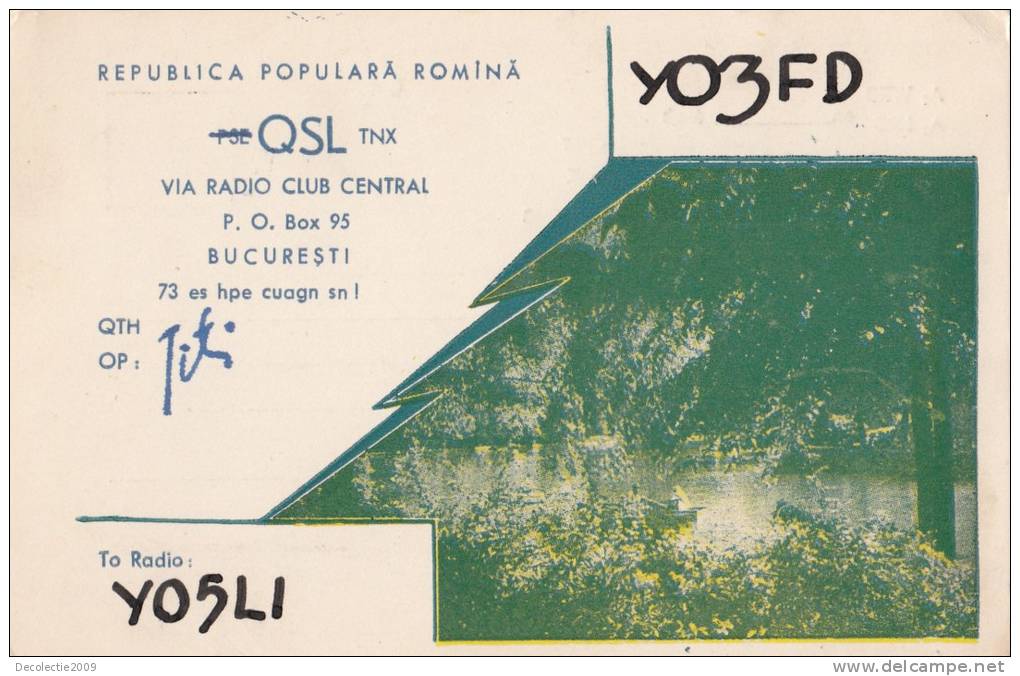 ZS30536 Cartes QSL Radio BUCURESTI ROMANIA Not Used Perfect Shape Back Scan At Request - Radio