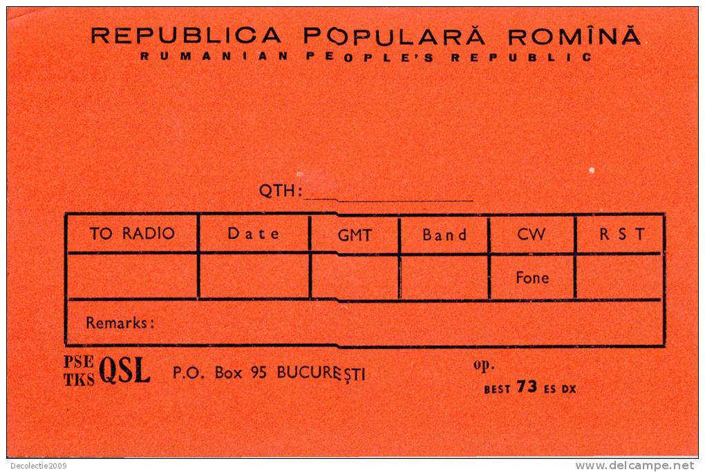 ZS30575 Cartes QSL Radio ROMANIA Not Used Perfect Shape Back Scan At Request - Radio