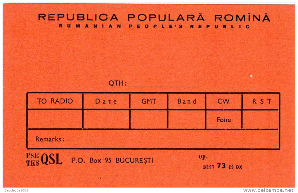 ZS30576 Cartes QSL Radio ROMANIA Not Used Perfect Shape Back Scan At Request - Radio