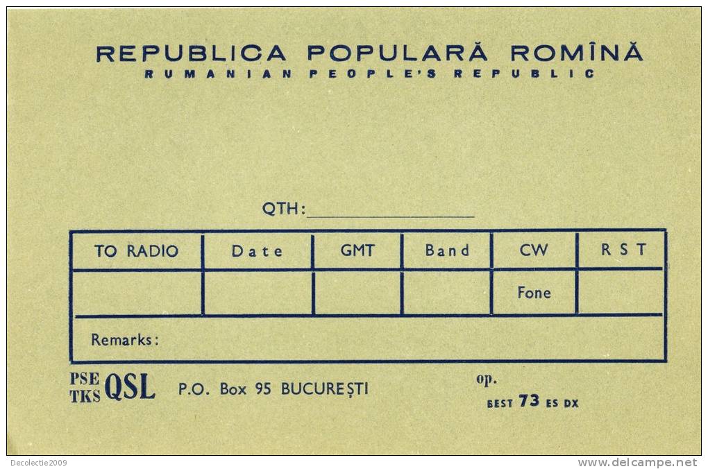 ZS30577 Cartes QSL Radio ROMANIA Not Used Perfect Shape Back Scan At Request - Radio