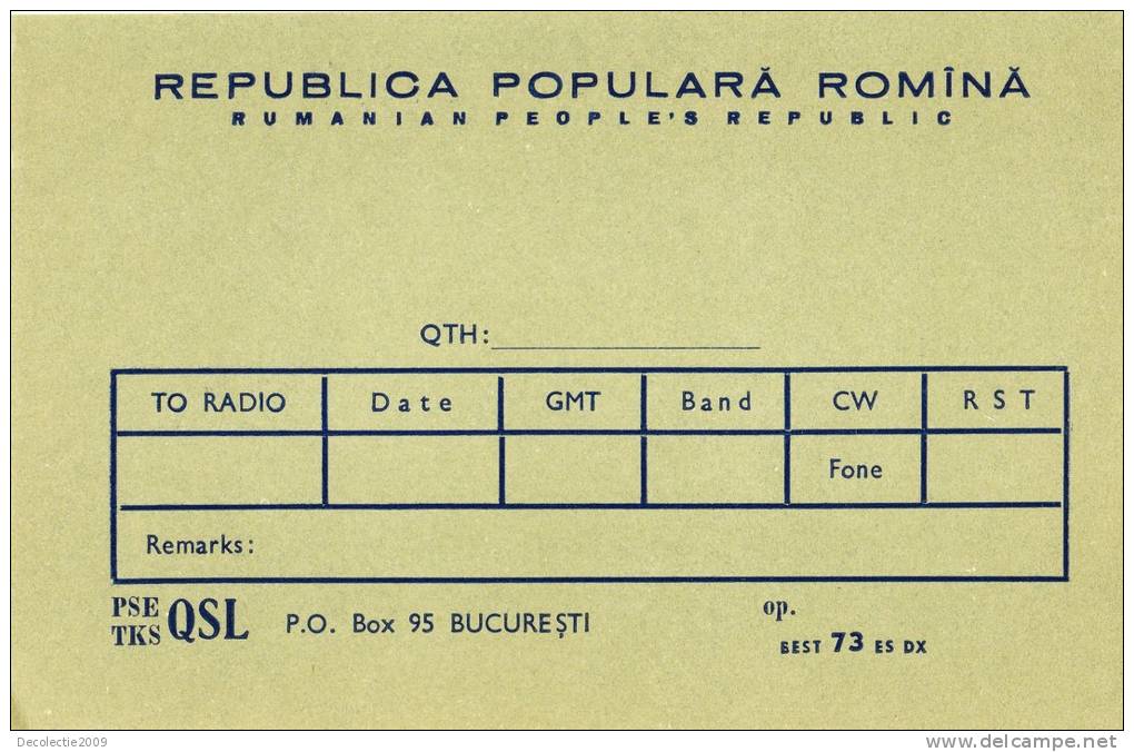 ZS30579 Cartes QSL Radio ROMANIA Not Used Perfect Shape Back Scan At Request - Radio