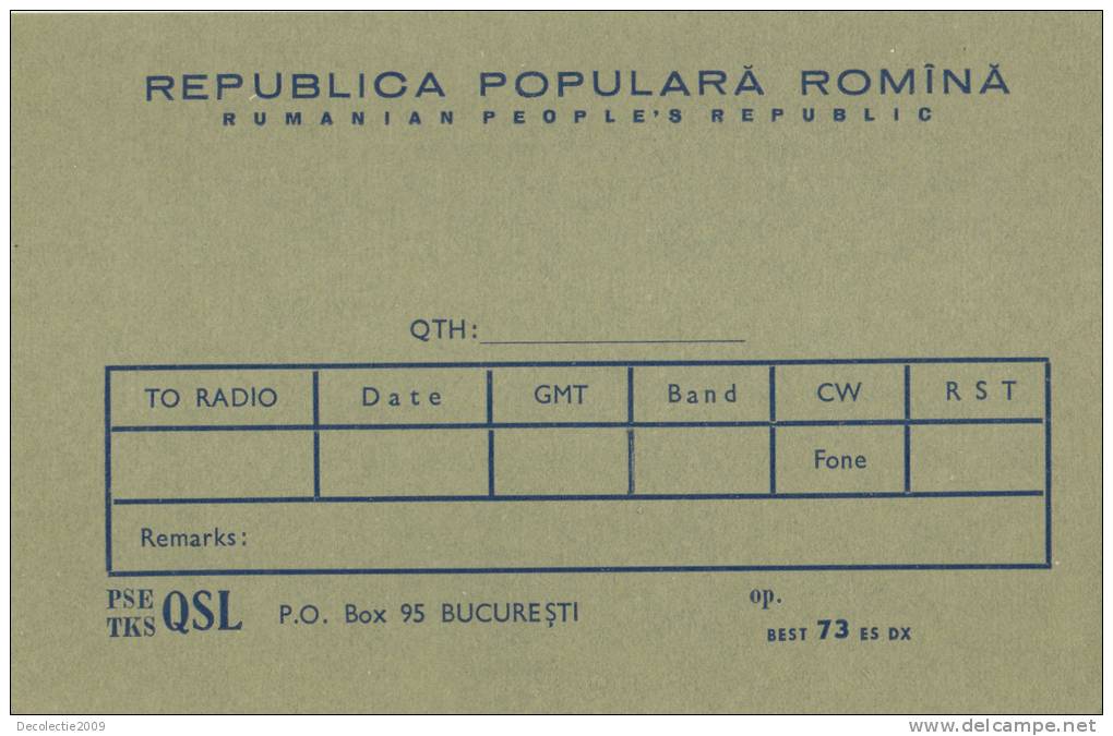 ZS30578 Cartes QSL Radio ROMANIA Not Used Perfect Shape Back Scan At Request - Radio