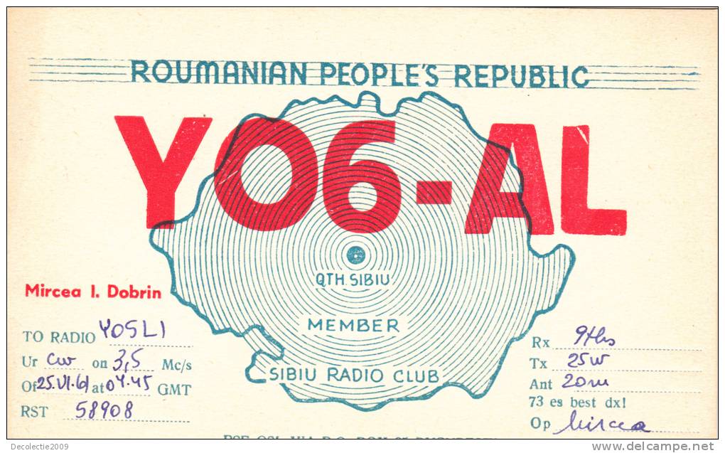 ZS30586 Cartes QSL Radio YO6AL ROMANIA Used Perfect Shape Back Scan At Reques - Radio