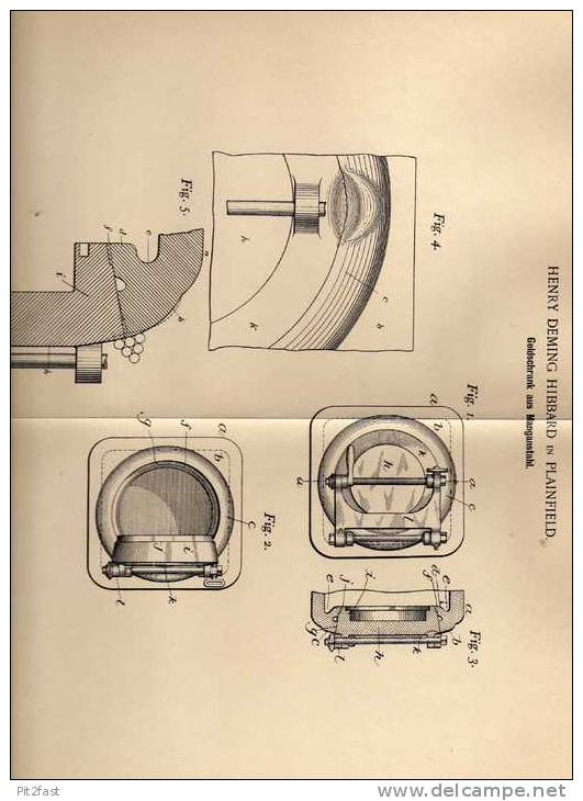 Original Patentschrift - Geldschrank , Tresor Aus Mangastahl , 1900 , H. Hibbard In Plainfield , Safe !!! - Autres & Non Classés