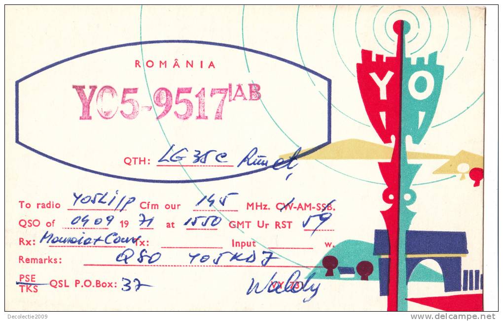 ZS30597 Cartes QSL Radio YO5-9517 ROMANIA Used Perfect Shape Back Scan At Reques - Radio