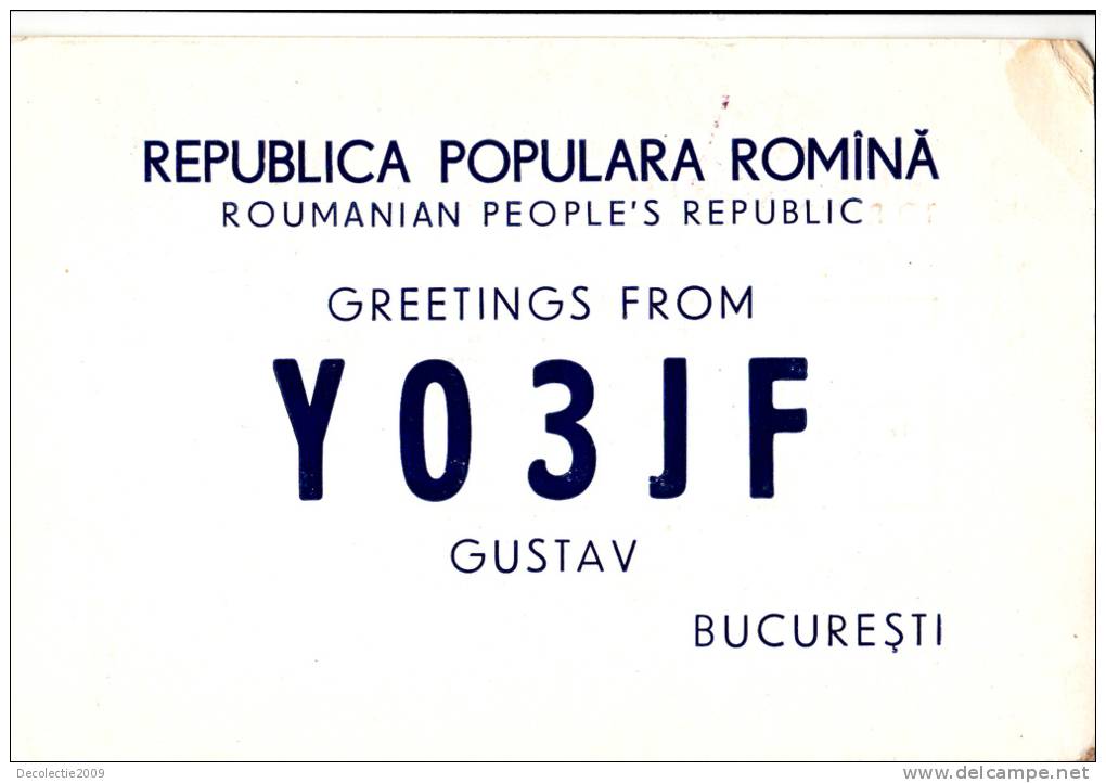 ZS30600 Cartes QSL Radio YO3JF ROMANIA Used Perfect Shape Back Scan At Reques - Radio