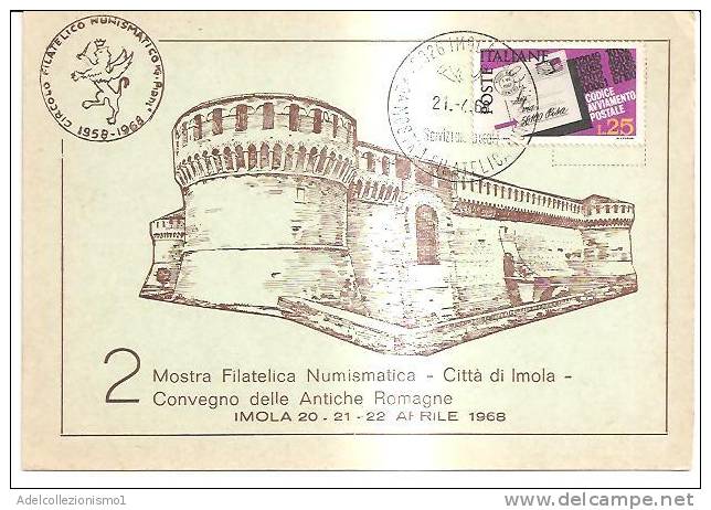 58151)cartolina Illustratoria Imola - 2^ Mostra Filatelica E Numismatica Con Un Valore + Annullo - Imola